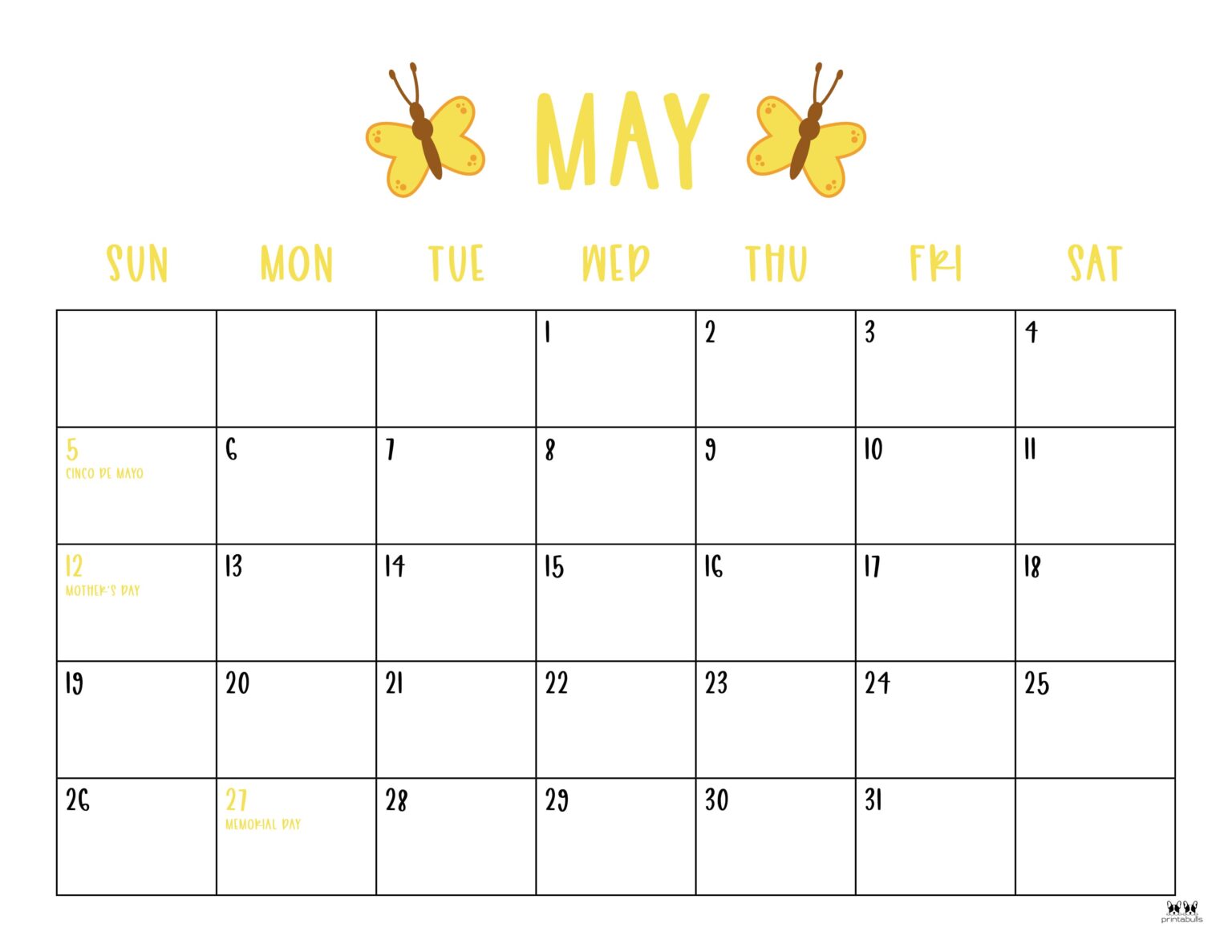 May 2025 Calendars 50 FREE Printables Printabulls