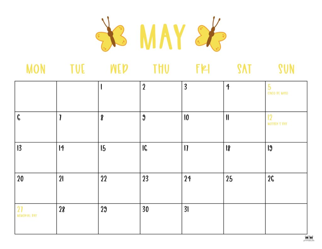 May 2024 Calendars - 50 FREE Printables | Printabulls