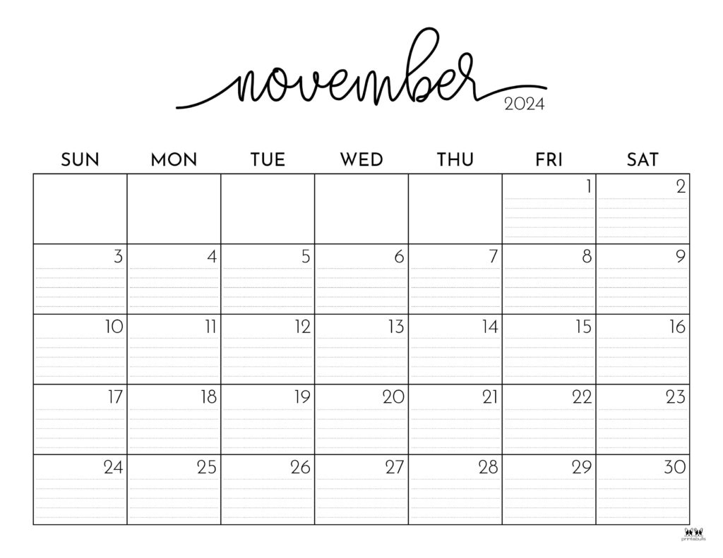 November 2024 Calendars (52 Free Printable PDFs)