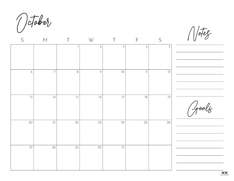 October 2024 Calendars 50 FREE Printables Printabulls