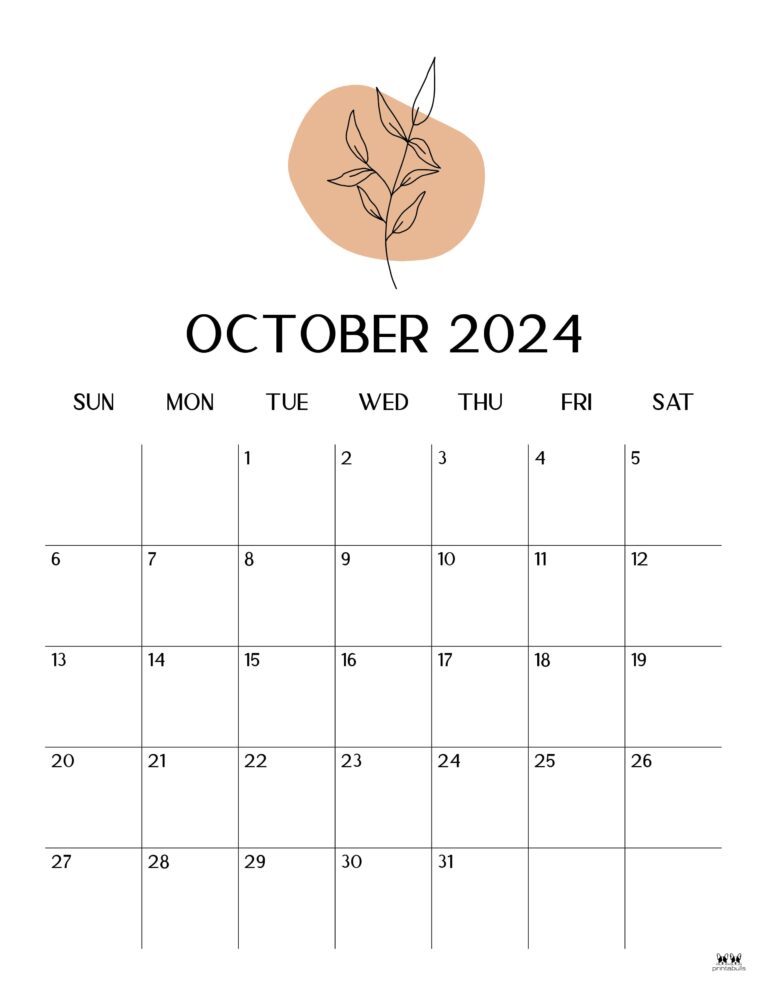 October 2024 Calendars - 50 FREE Printables | Printabulls