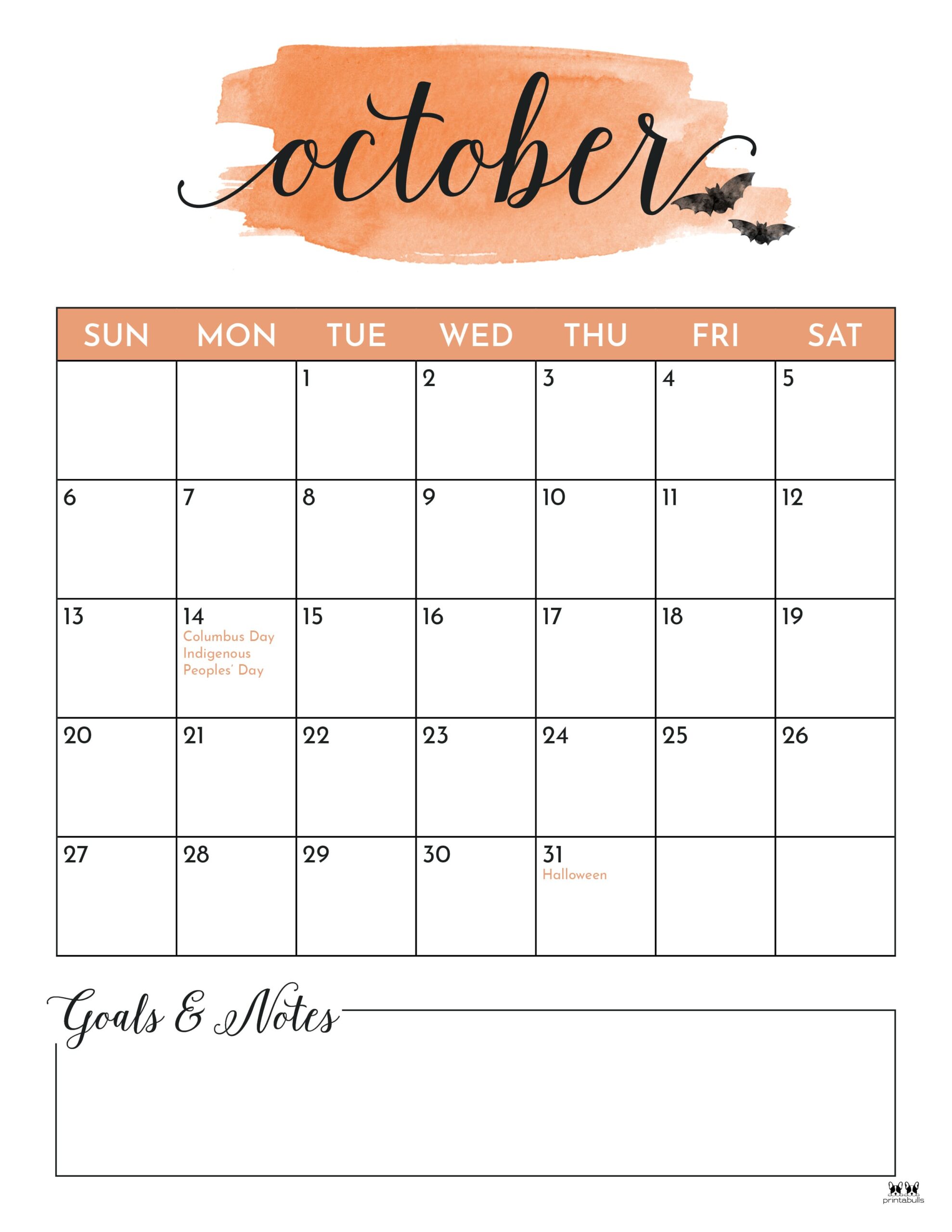 October 2024 Calendars - 50 FREE Printables | Printabulls