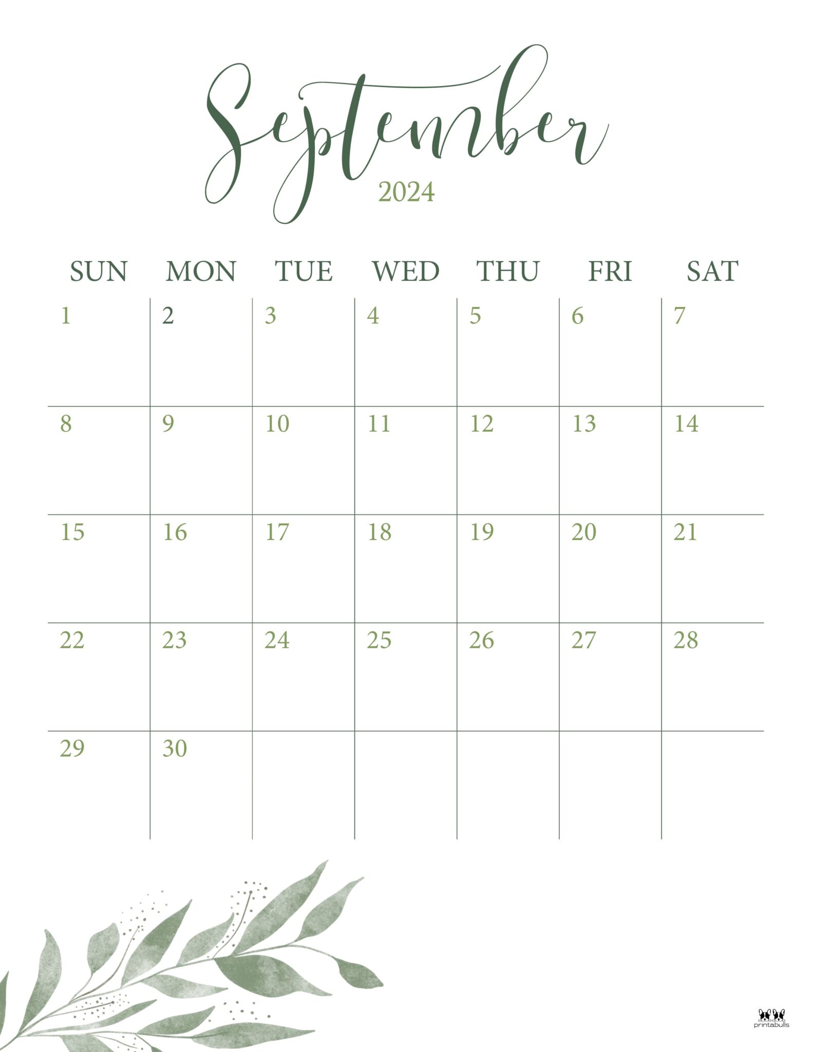 September 2024 Calendars 50 FREE Printables Printabulls