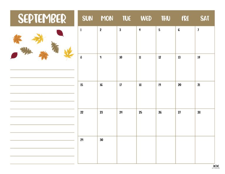 September 2024 Calendars 50 Free Printables Printabulk