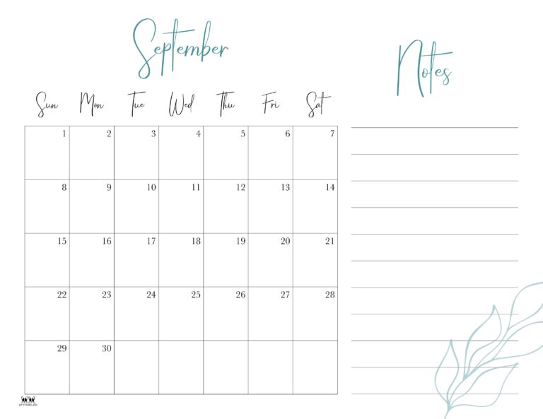 September 2024 Calendars 50 FREE Printables Printabulls