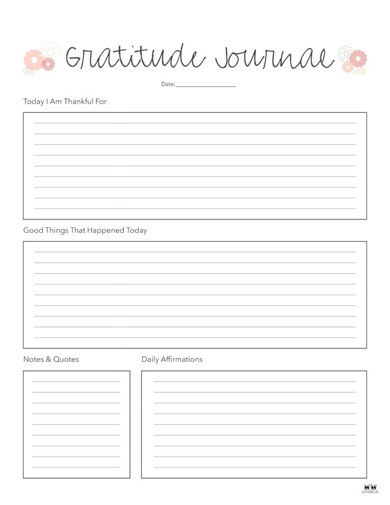 Gratitude Journal Templates - 18 FREE Printables | Printabulls