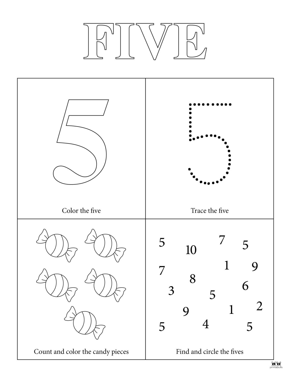Number 5 Tracing Worksheets - 15 FREE Pages | Printabulls
