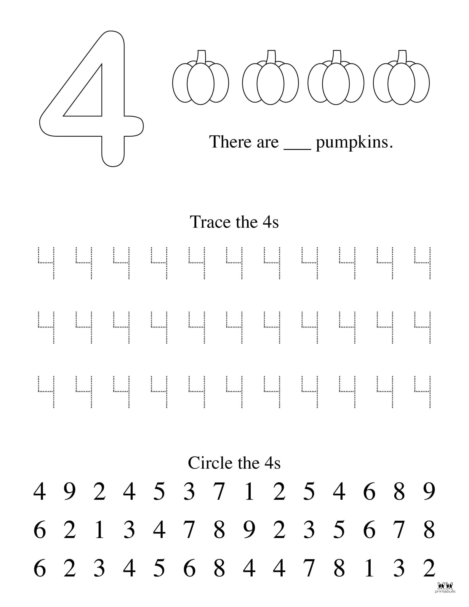 Number 4 Tracing Worksheets - 15 FREE Pages | Printabulls