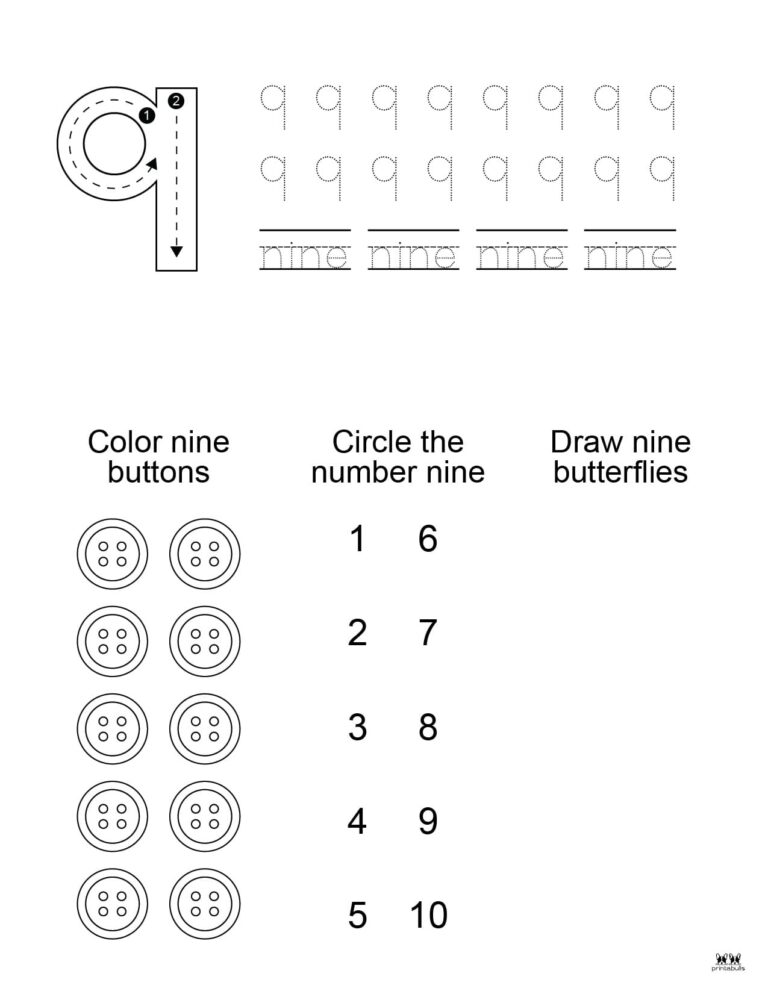 Number 9 Tracing Worksheets - 15 FREE Pages | Printabulls