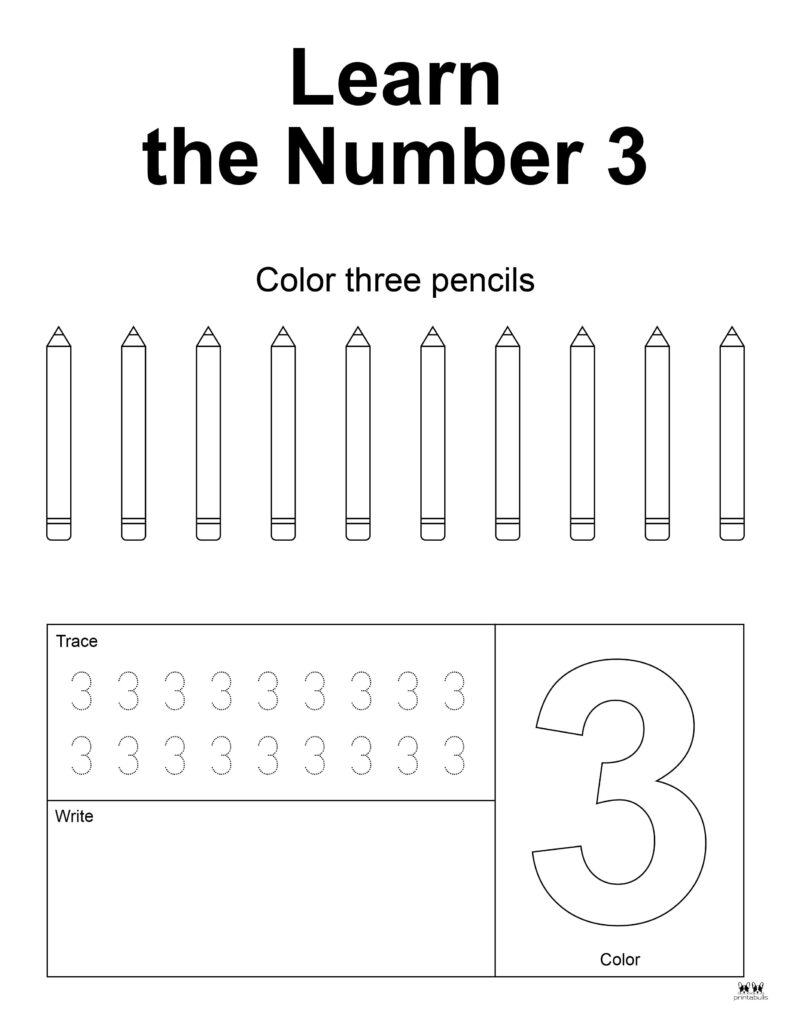 Number 3 Tracing Worksheets 15 FREE Pages Printabulls