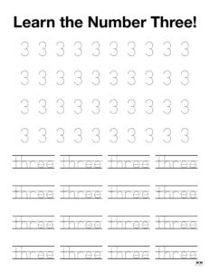 Number 3 Tracing Worksheets - 15 FREE Pages | Printabulls