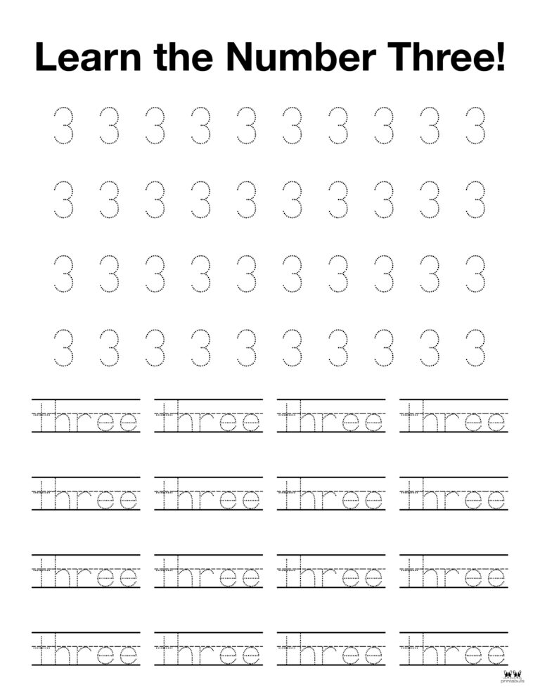 Number 3 Tracing Worksheets - 15 FREE Pages | Printabulls