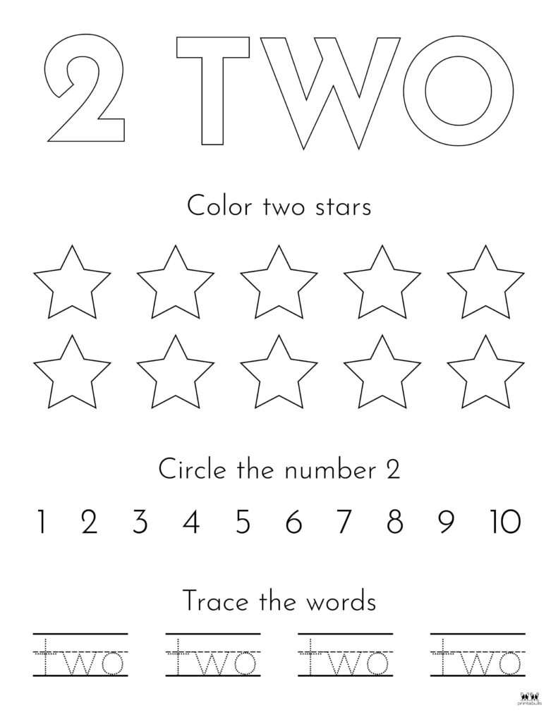 Number 2 Tracing Worksheets - 15 FREE Pages