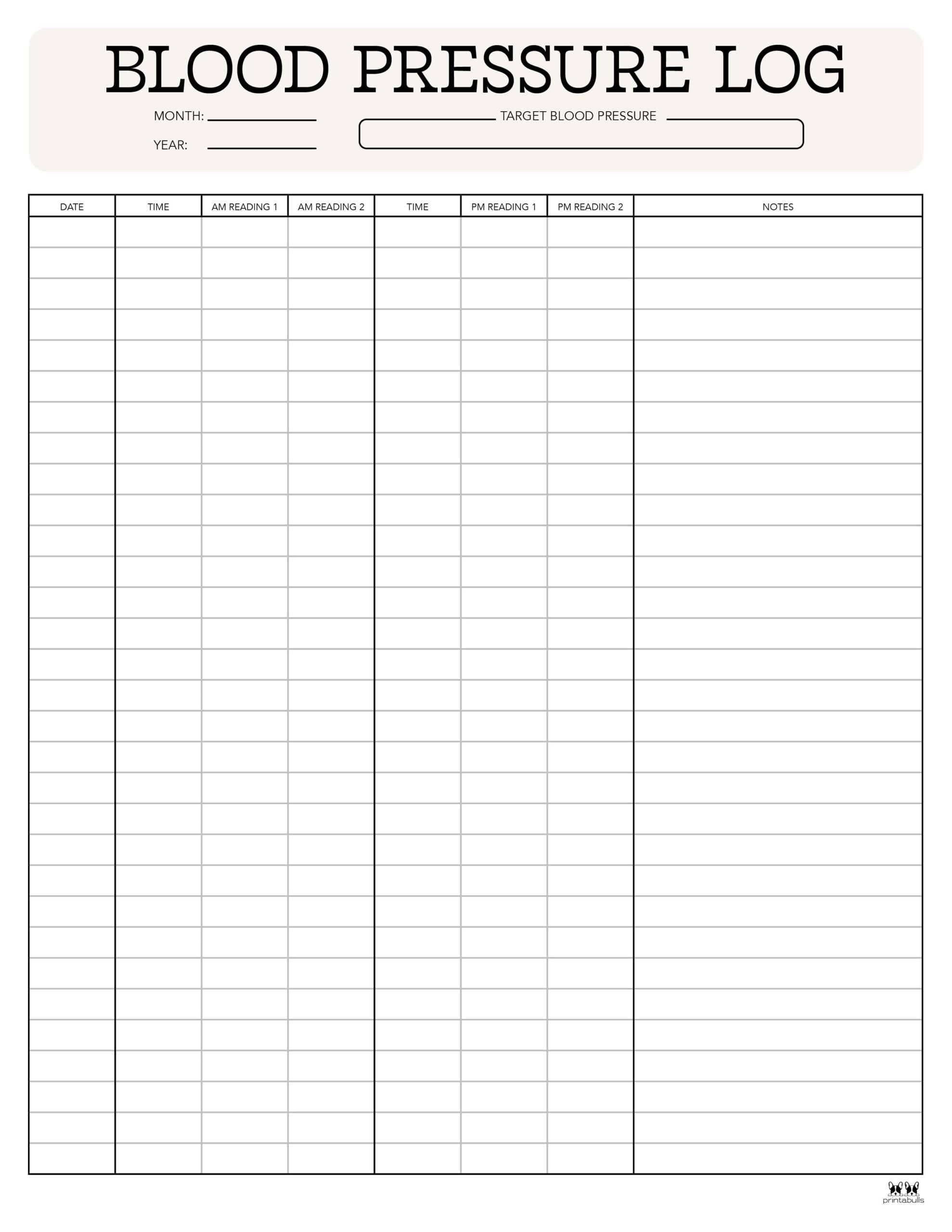 Printable Sliding Blood Pressure Chart