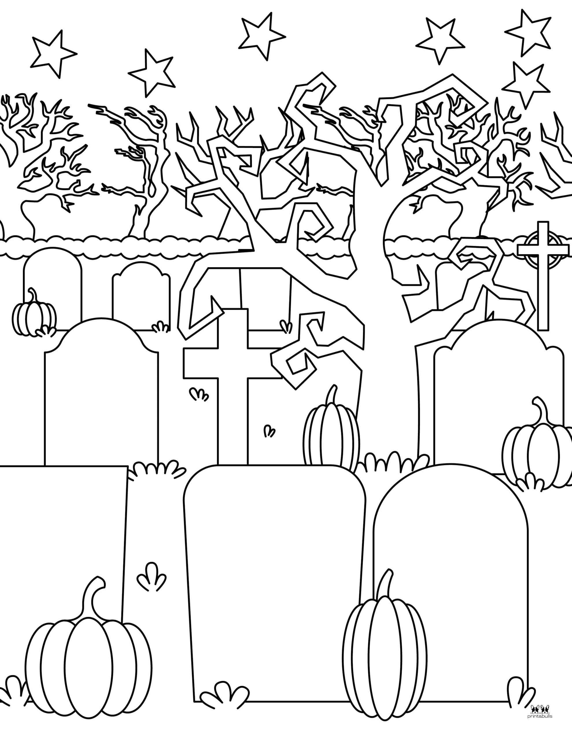 Graveyard Coloring Pages 25 FREE - Printable Graveyard Coloring Page 13 Scaled
