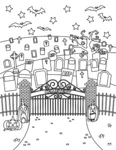 Graveyard Coloring Pages 25 FREE - Printable Graveyard Coloring Page 15 232x300