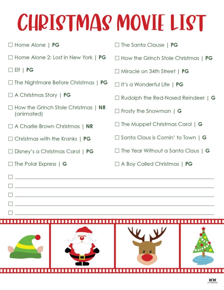 Christmas Movie Lists Printabulls