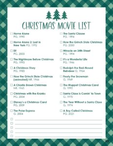 Christmas Movie Lists | Printabulls
