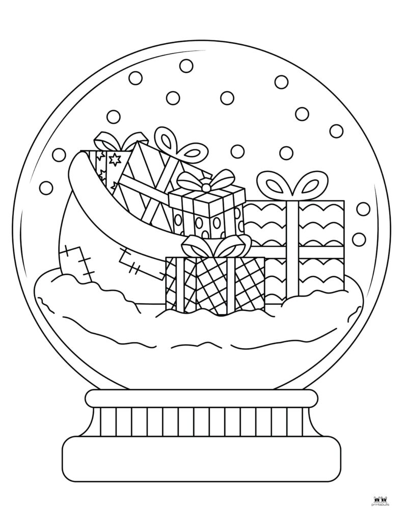 Merry Christmas Snowglobe Coloring Page