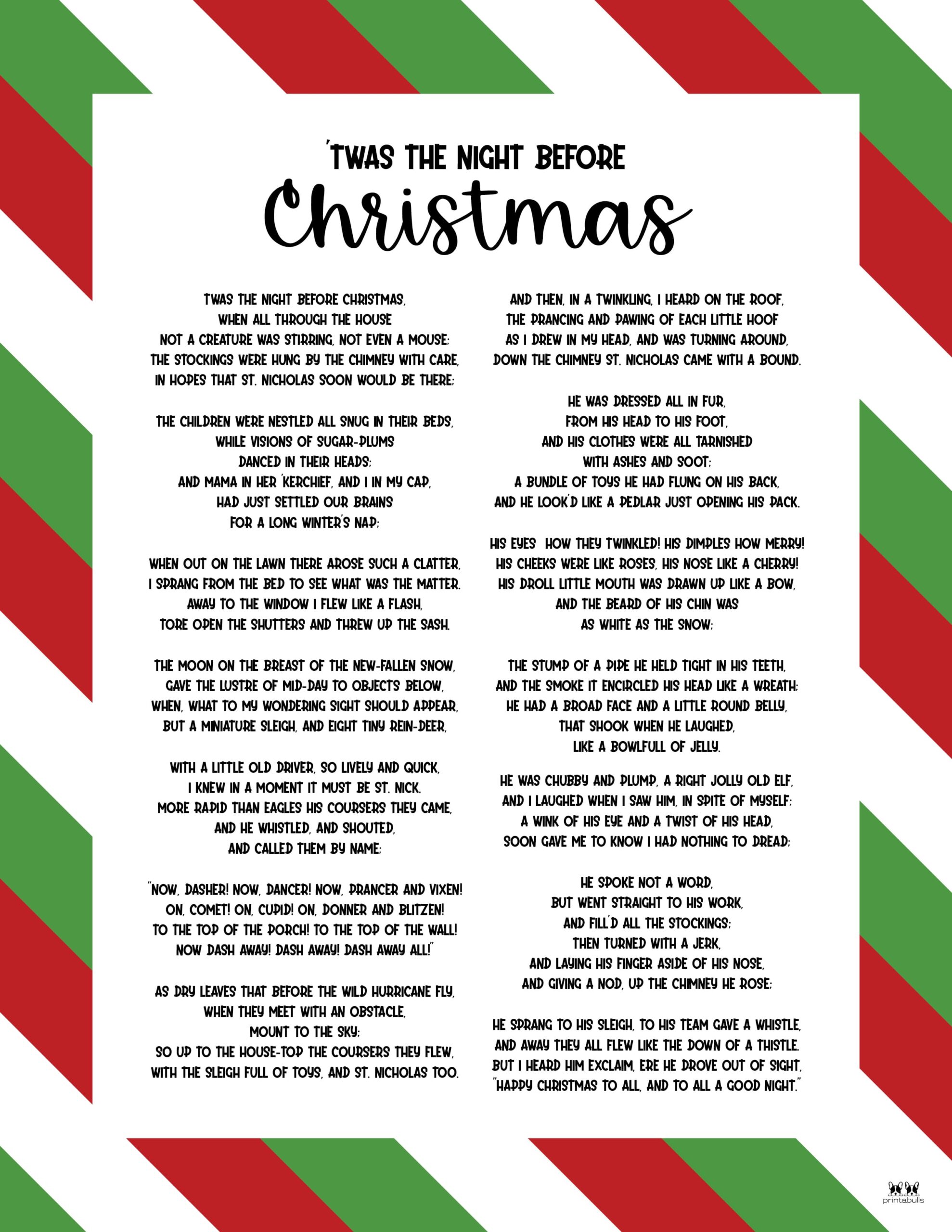 Twas The Night Before Christmas Printables Printabulls