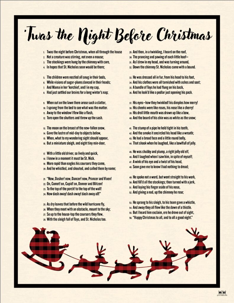 Lyrics of Twas The Night Before Christmas - Twinkl CA