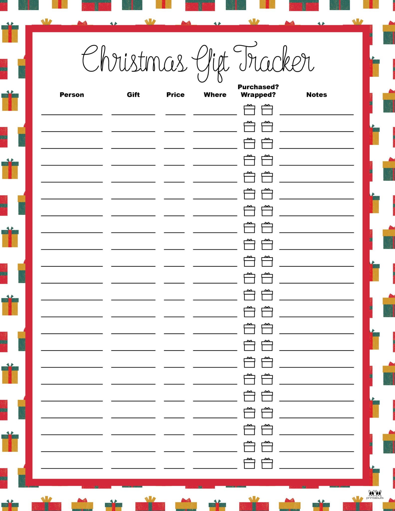 Christmas Gift List Templates 20 FREE Pages Printabulls