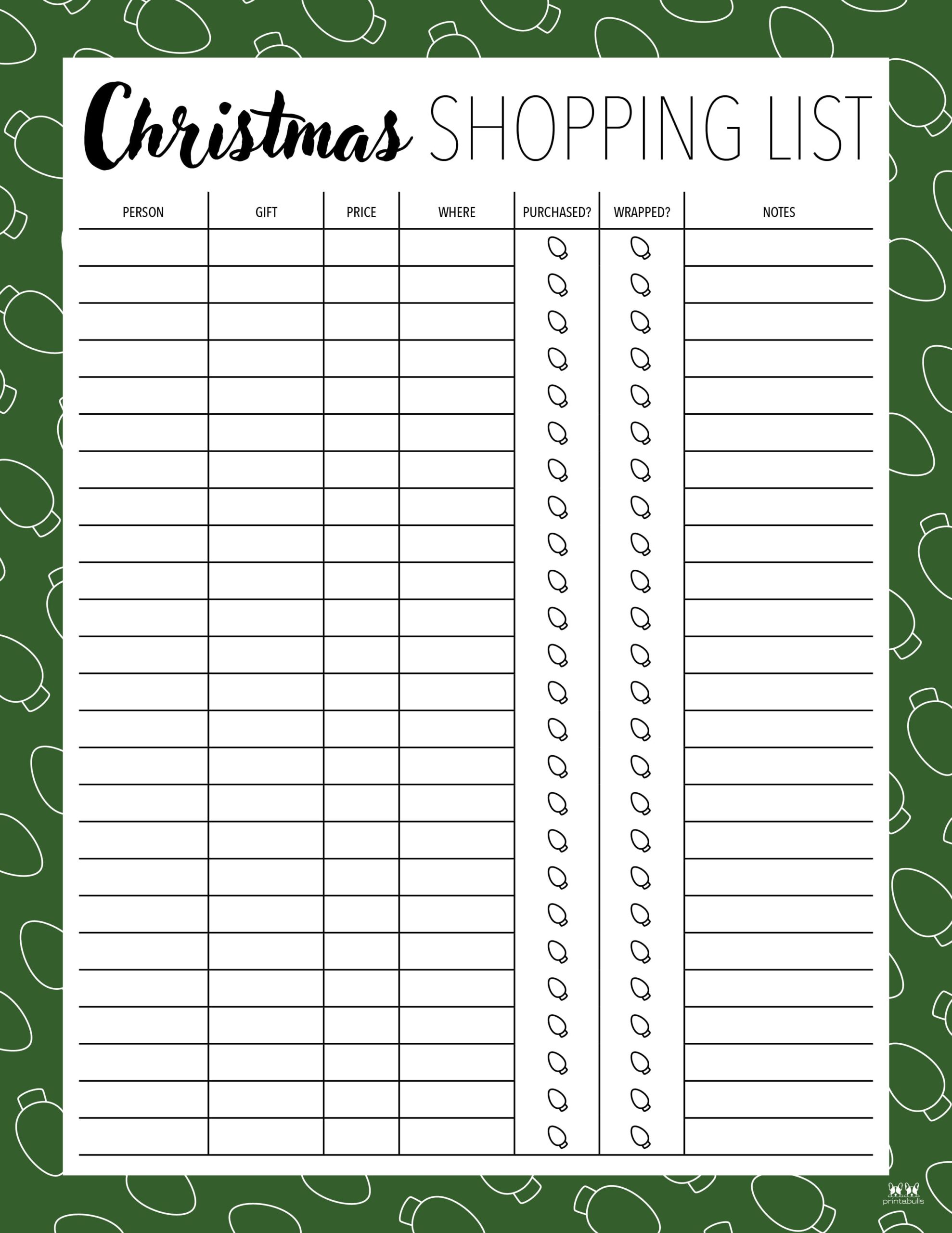 Christmas Gift List Templates 20 FREE Pages Printabulls