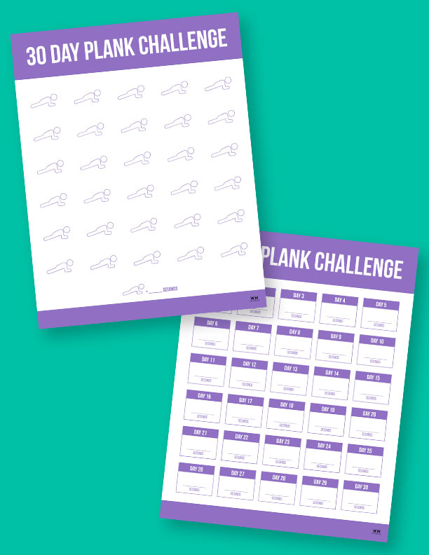30 day plank 2025 and squat challenge printable