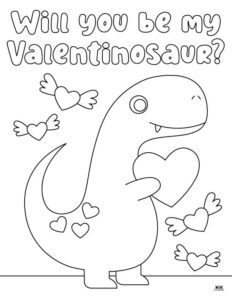 Dinosaur Valentine Coloring Pages - 15 Pages | Printabulls
