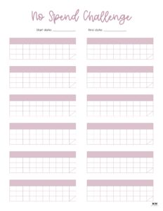 No Spend Challenge Printables | Printabulls