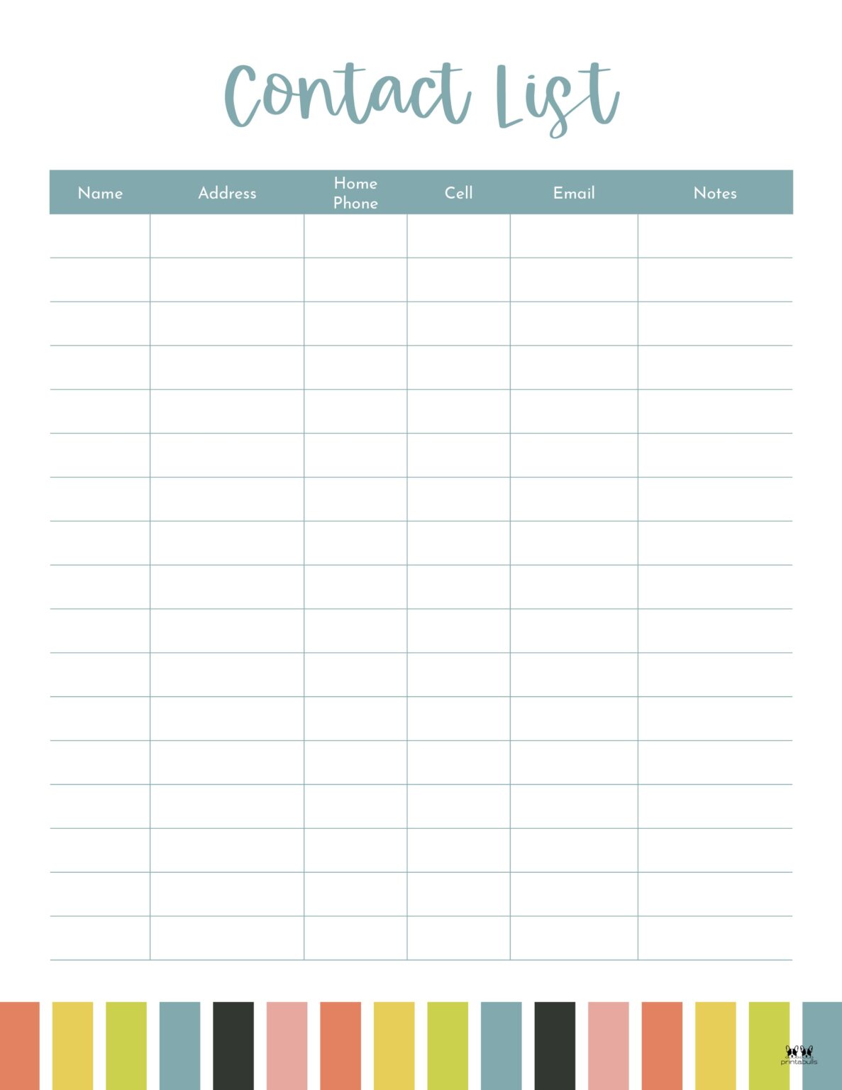 Contact List Templates - 20 FREE Printables | Printabulls