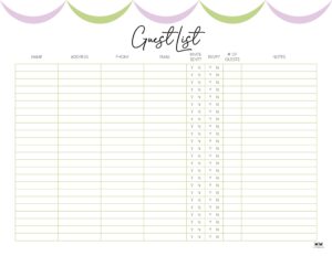 Guest List Templates - 12 FREE Printables | Printabulls