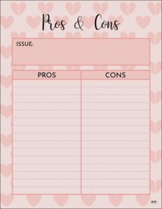 Pros &amp; Cons List Templates - 18 Printables | Printabulls
