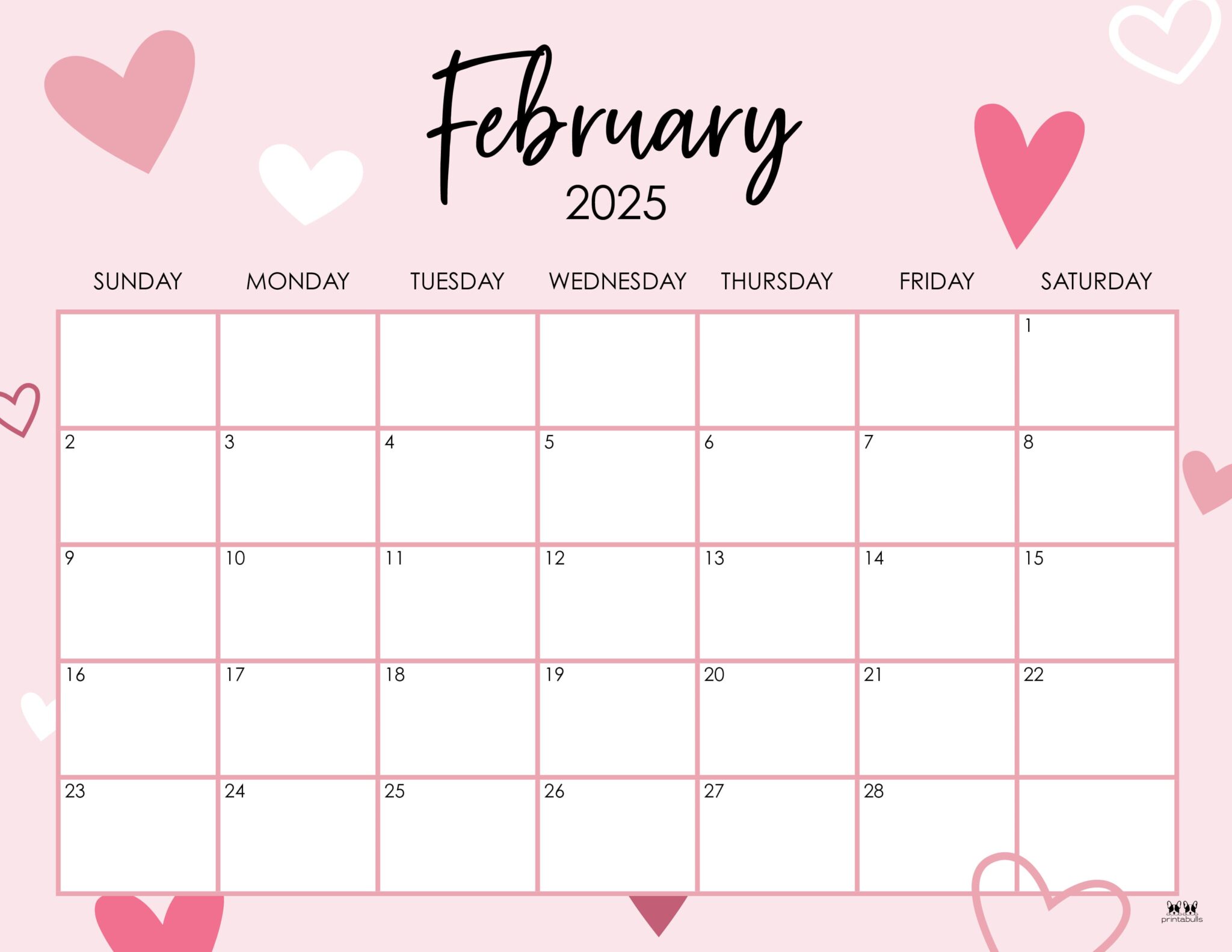 February 2025 Calendars 107 FREE Printables Printabulls