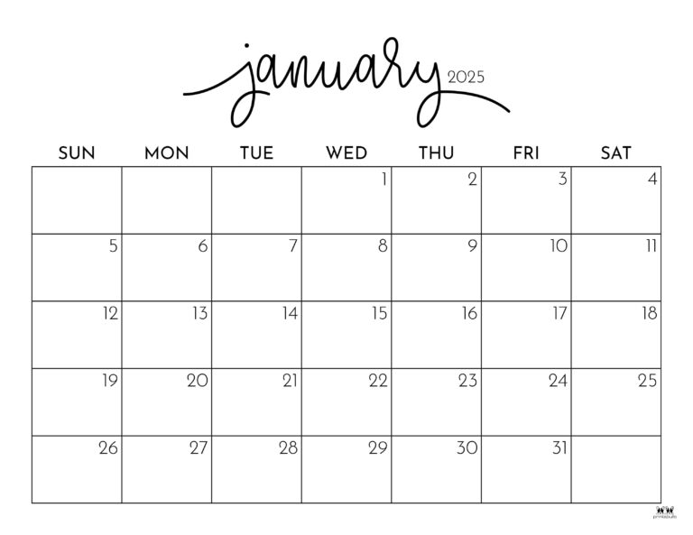 January 2025 Calendars 107 FREE Printables PrintaBulk