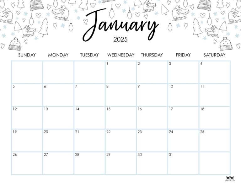 January 2025 Calendars 107 FREE Printables Printabulls