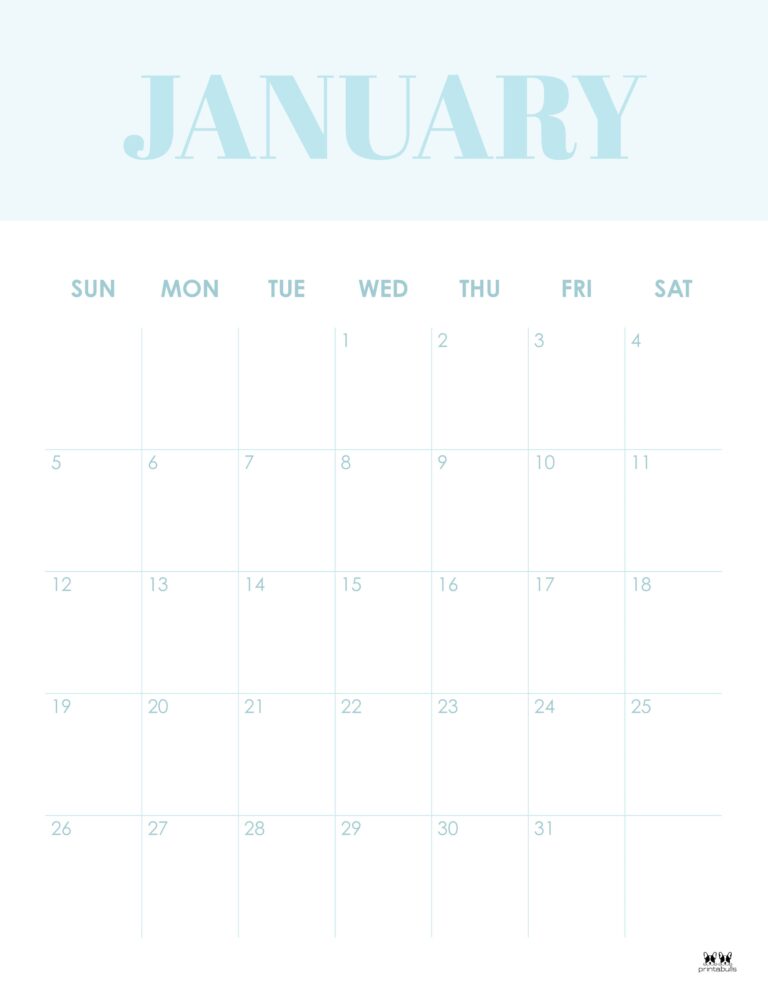 January 2025 Calendars 107 FREE Printables Printabulls