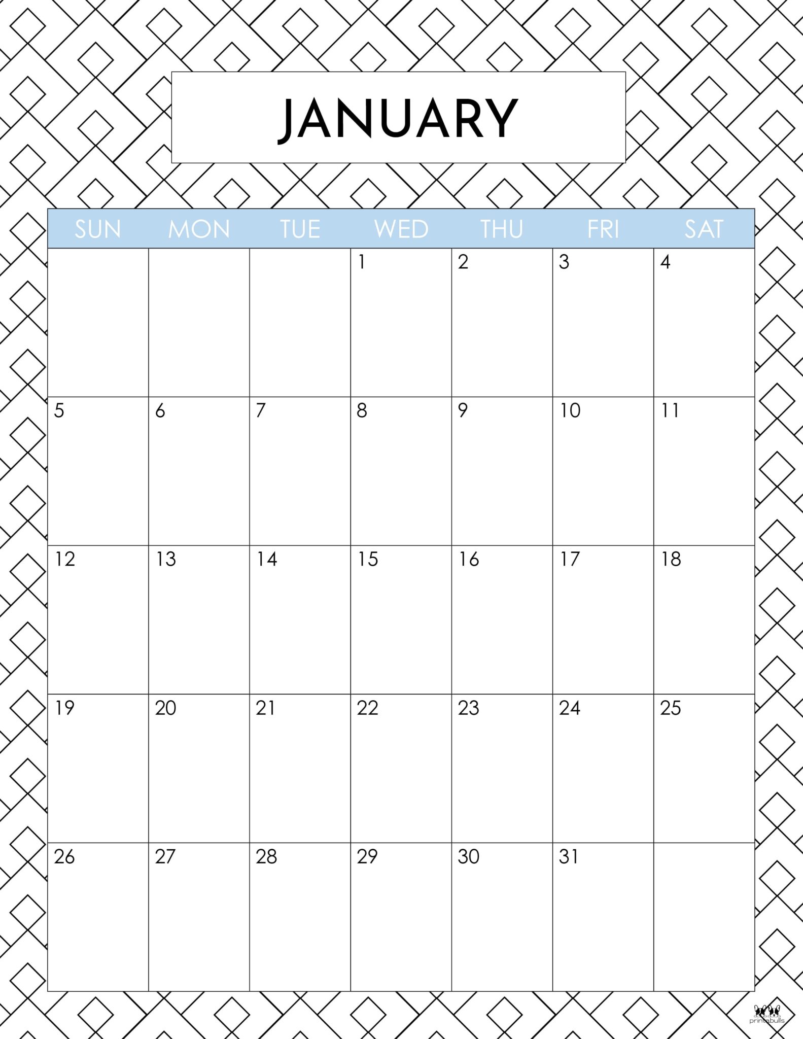 January 2025 Calendars 107 FREE Printables Printabulls