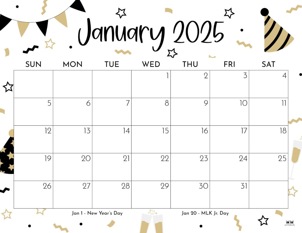 January 2025 Calendar Clip Art Calendar 2025 Printable
