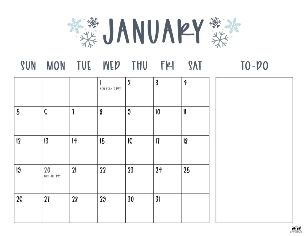 January 2025 Calendars - 107 FREE Printables | Printabulls