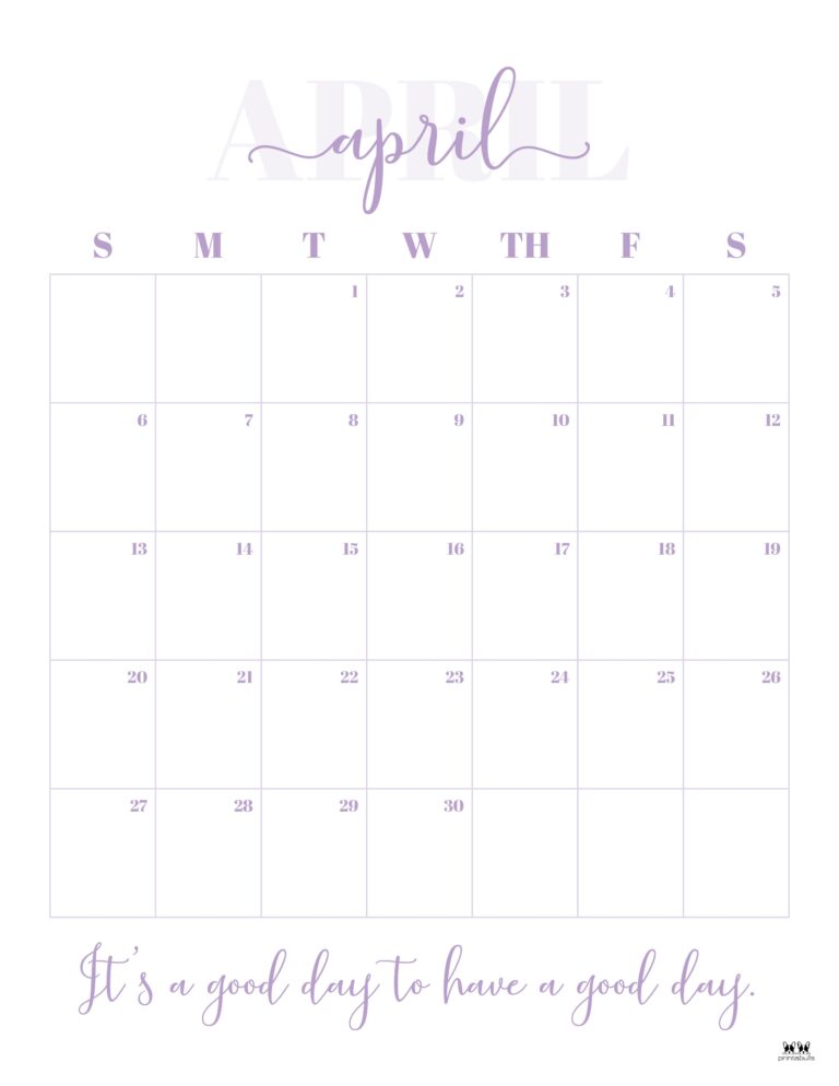 April 2025 Calendars 107 FREE Printables Printabulls