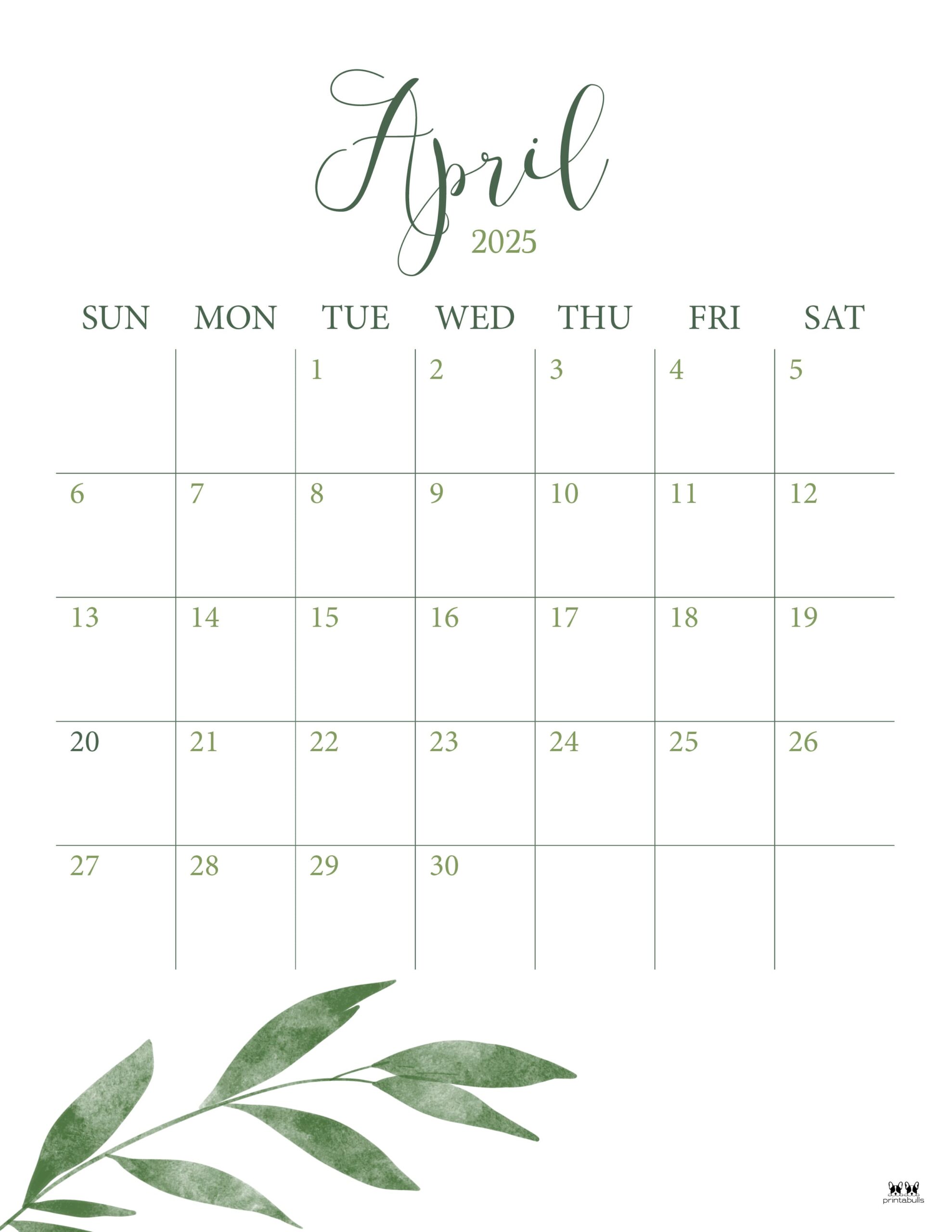 April 2025 Calendars 107 FREE Printables Printabulls