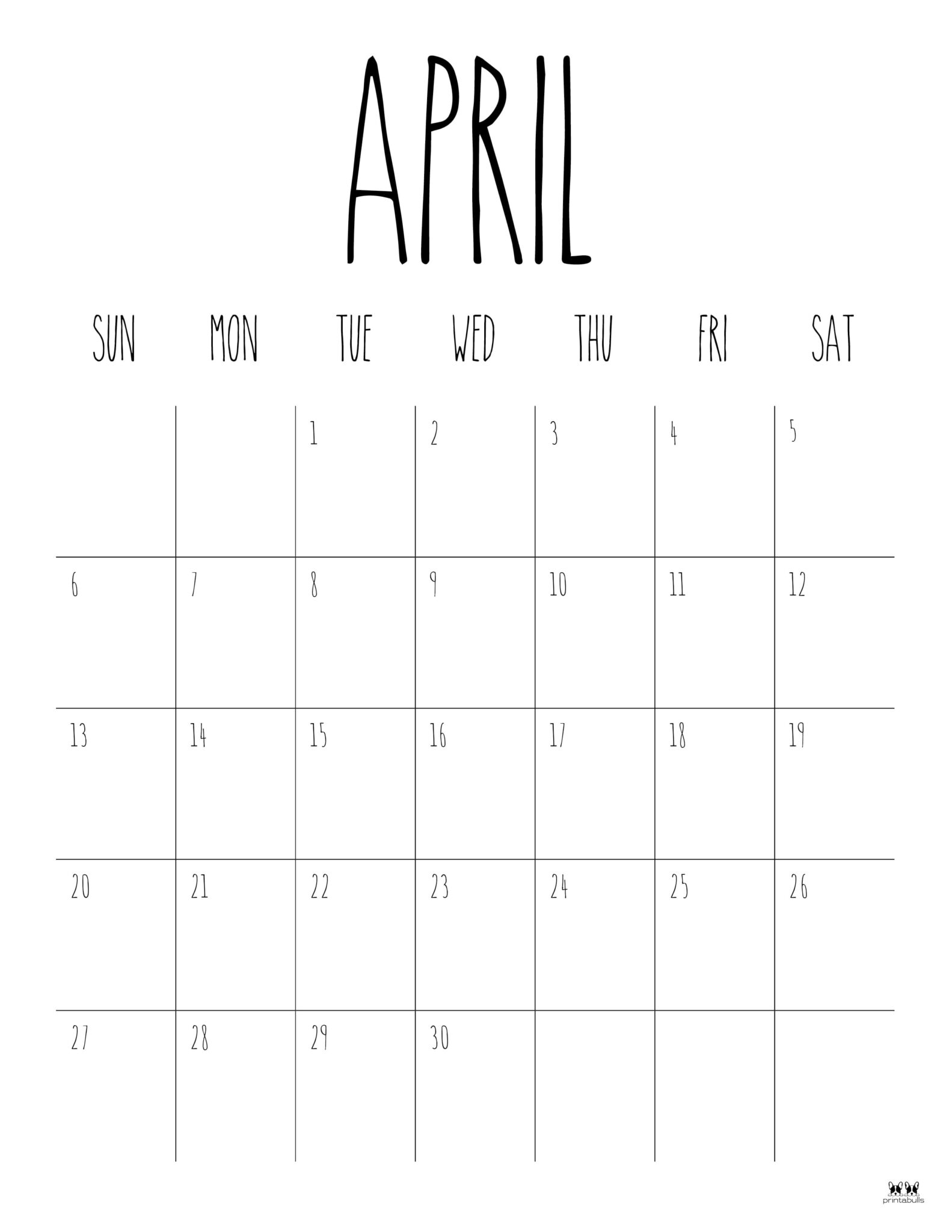 April 2025 Calendars 107 FREE Printables Printabulls