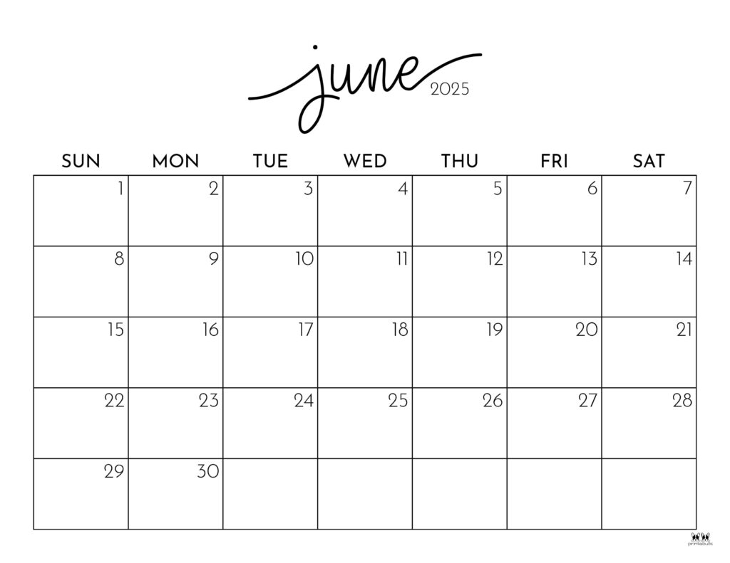 June 2025 calendars - 107 free printables | printabulls