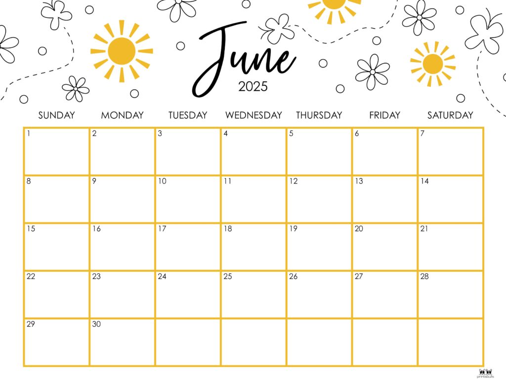 June 2025 calendars - 107 free printables | printabulls