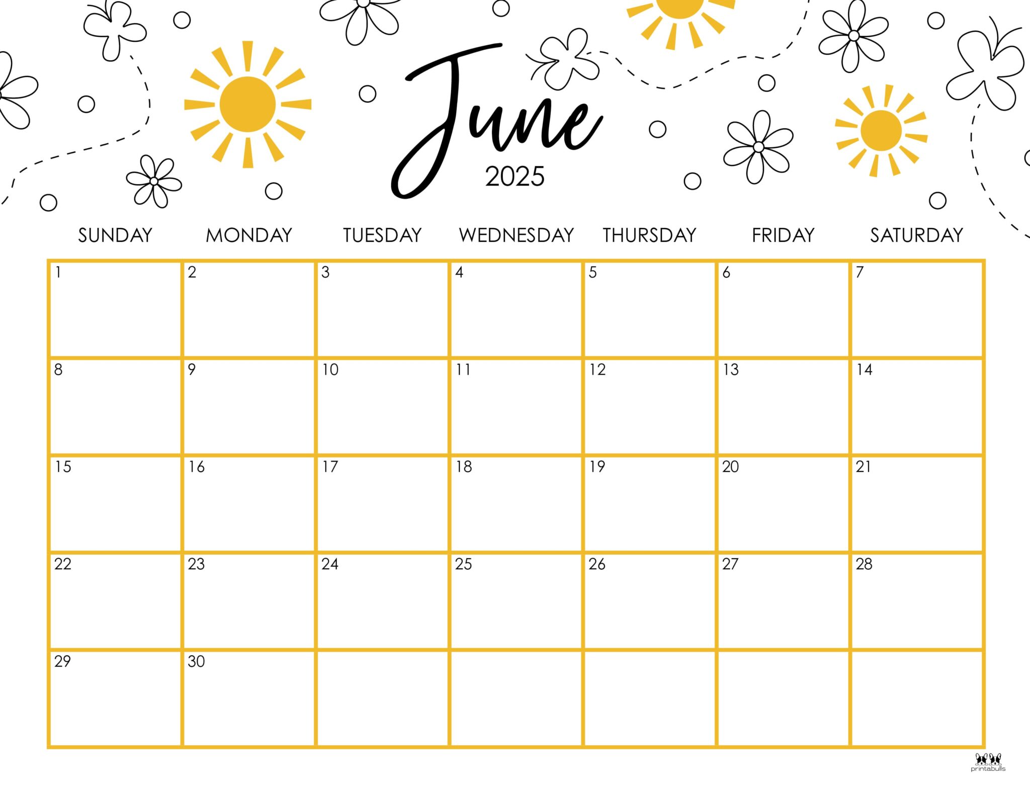 June 2025 Calendars - 107 FREE Printables | Printabulls