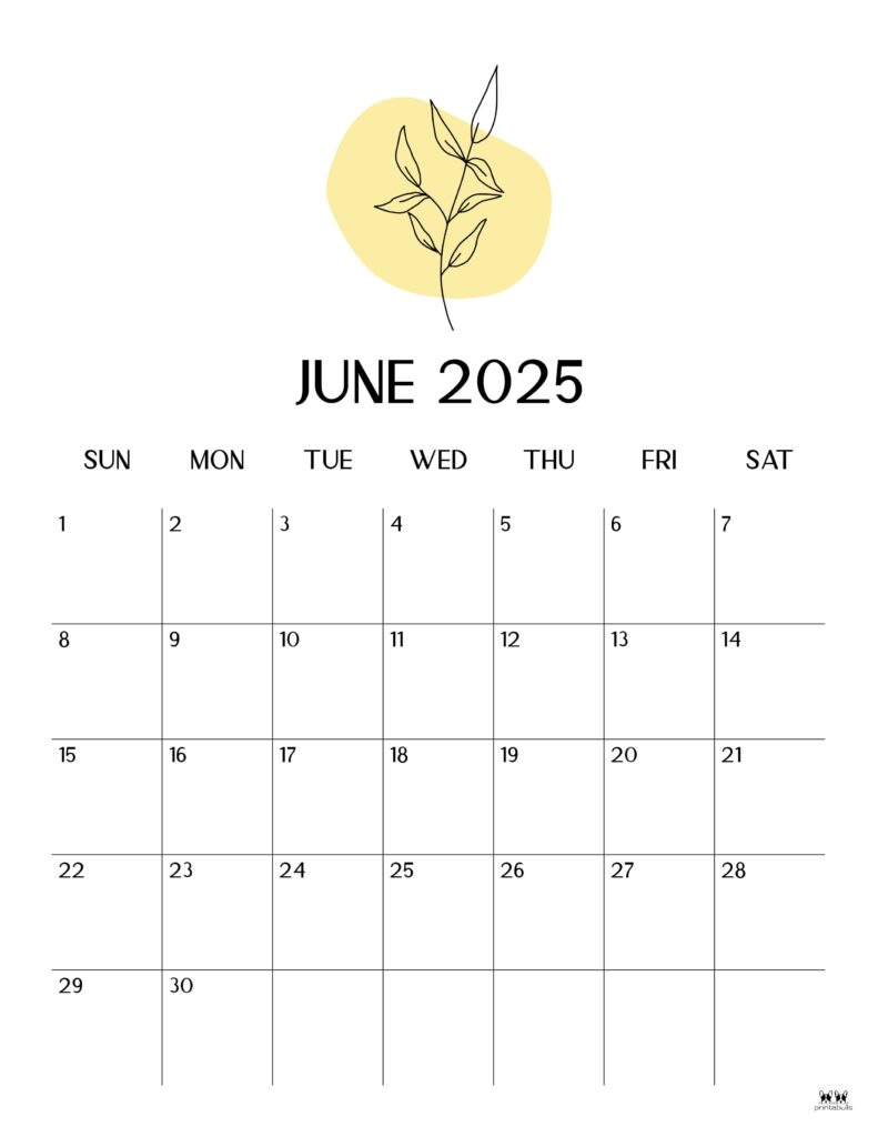 June 2025 calendars - 107 free printables | printabulls