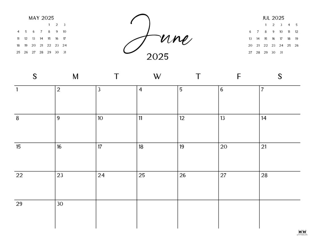 june 2025 calendars - 107 free printables | printabulls