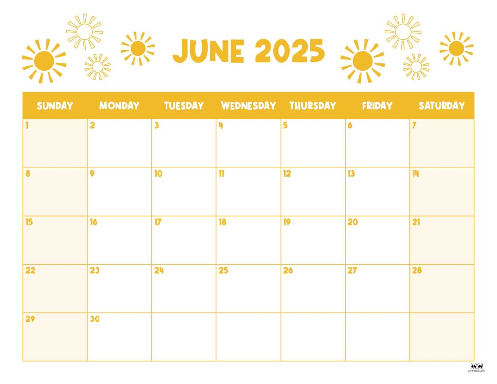 June 2025 calendars - 107 free printables | printabulls