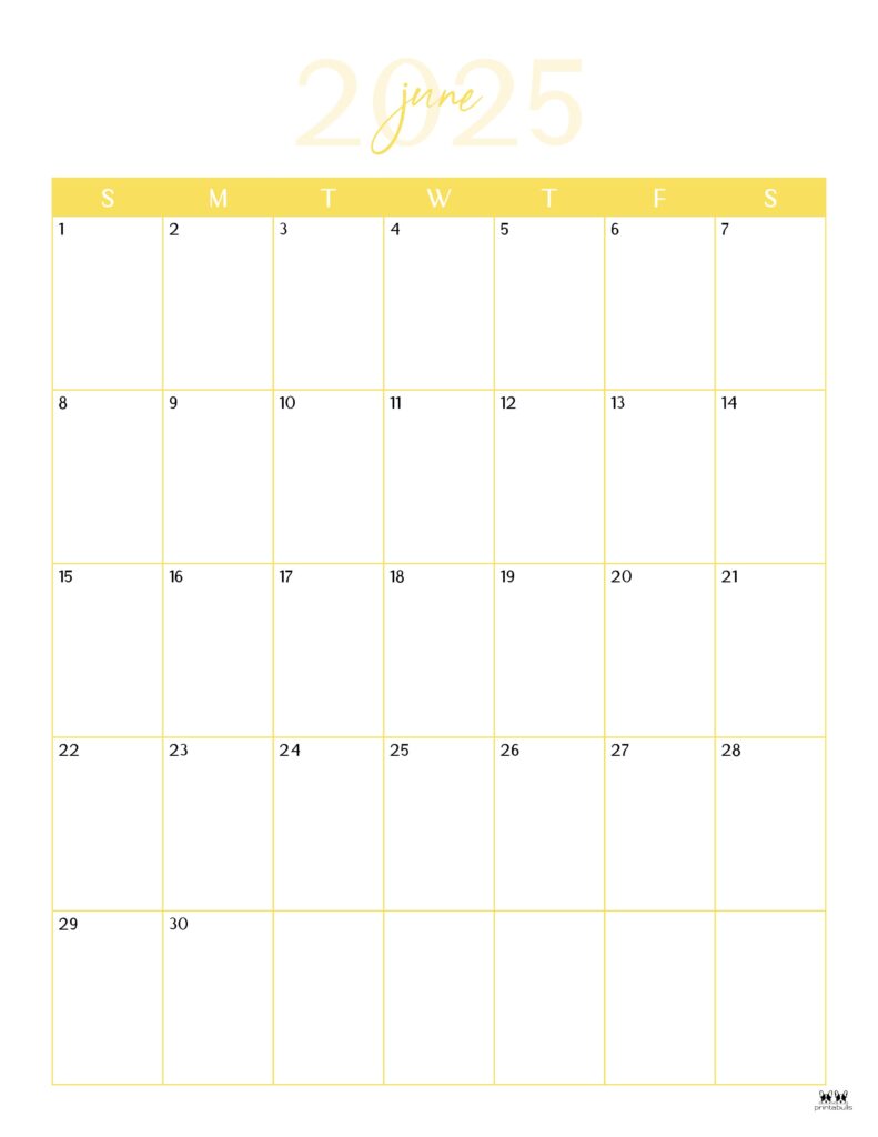 June 2025 calendars - 107 free printables | printabulls